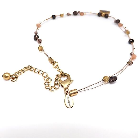 Vintage Chico's Animal Print Pendant Beaded Wire Necklace, 20 Inches - Picture 3 of 5